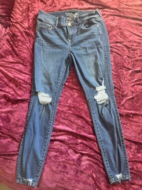torrid Blue High-Rise Ripped Skinny Jeans